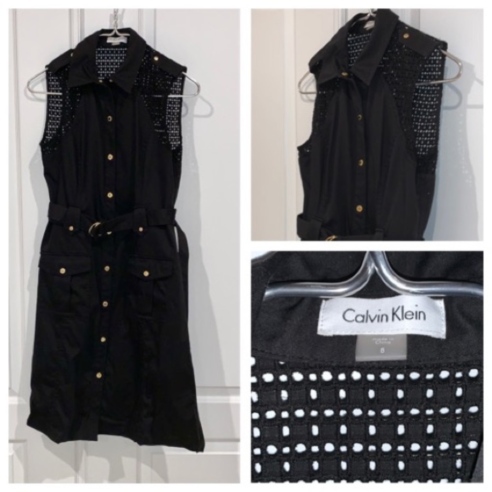 Calvin Klein Sleeveless Button-down Dress